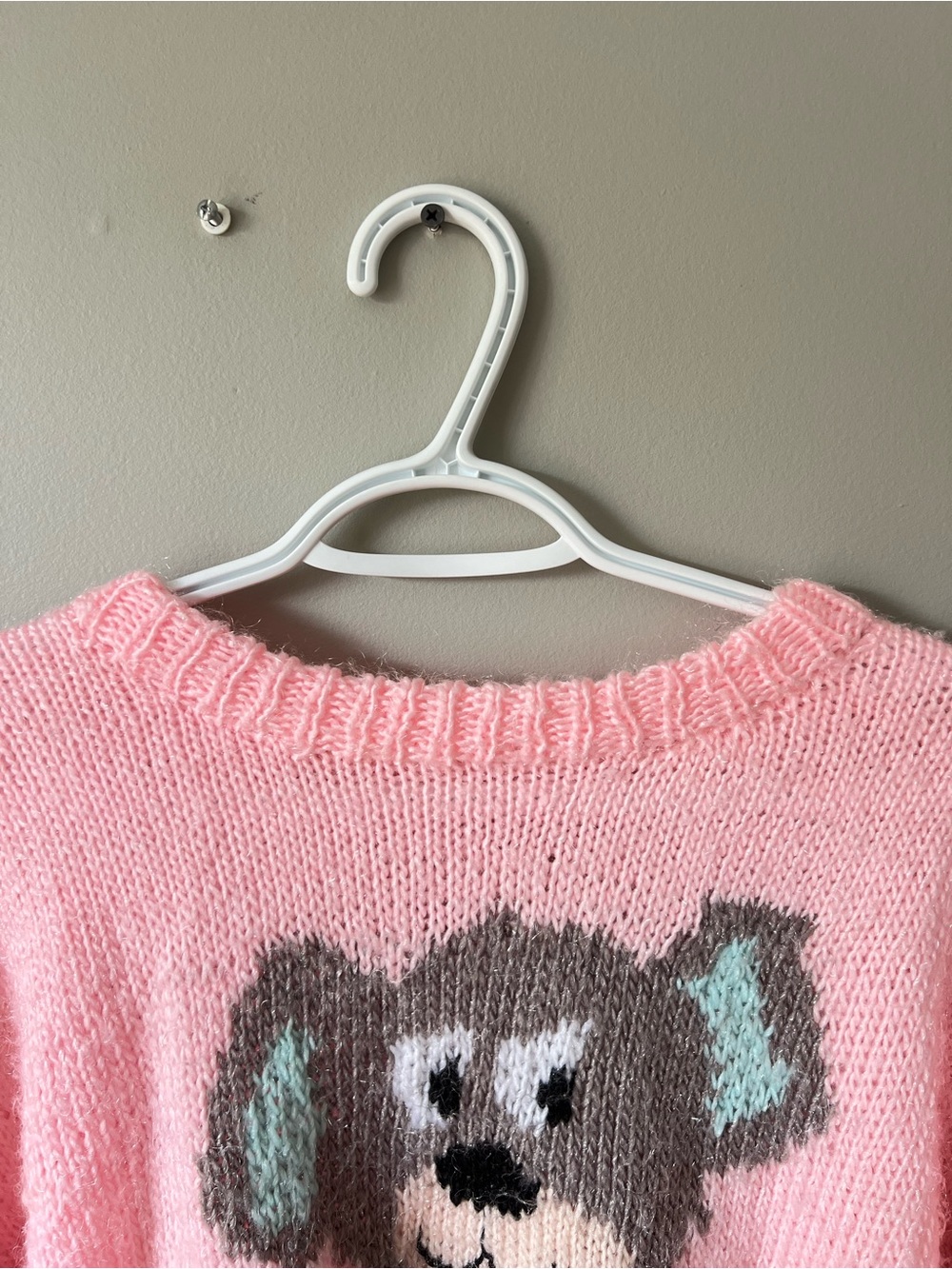 Hand knit Pink Plush Bear Graphic Sweater - Women - Picture 7 of 8